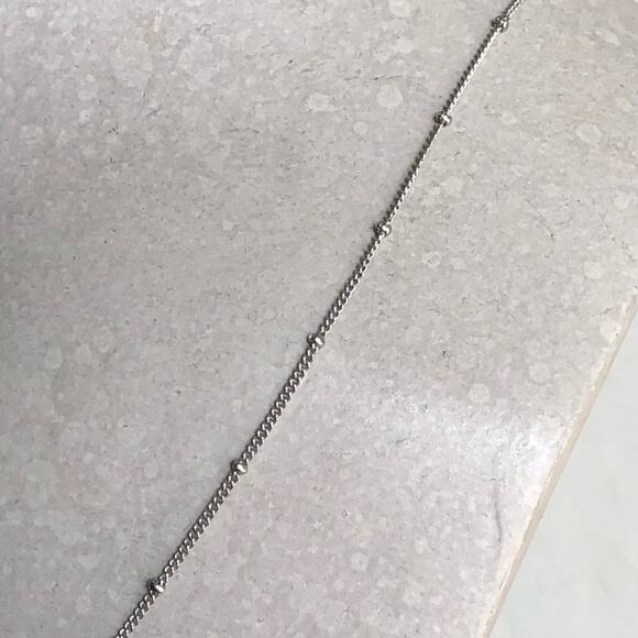 Classic Timeless Silver Plated Small Beads Cubic Zirconia Bar Pendant Necklace - Picture 12 of 15